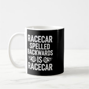 Grappige spreuk Racecar achterstevoren gespeld Rac Koffiemok