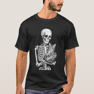Grappige spreuk Skelet houdt van kat tot de dood v T-shirt