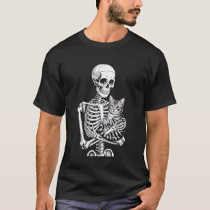 Grappige spreuk Skelet houdt van kat tot de dood v T-shirt