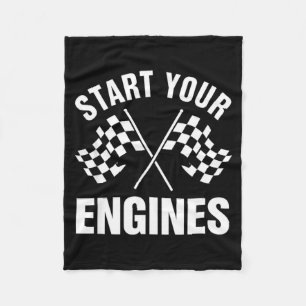 Grappige spreuk start uw motoren racen sarcastisch fleece deken