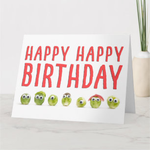 Grappige Sprouts Verjaardag - Googly Eyed Gift Sis Kaart