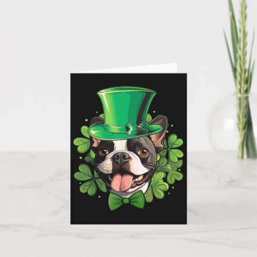 Grappige St. Patrick Boston Terrier  Kaart (Voorkant)