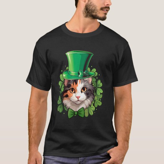 Grappige St. Patrick Kattekat T-shirt (Voorkant)
