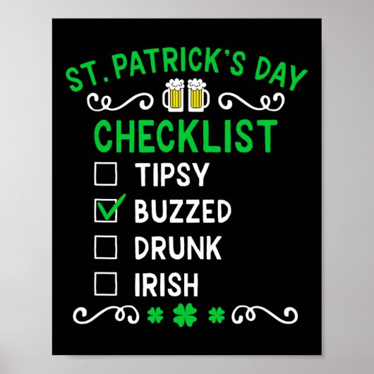 Grappige St. Patrick's Dag Checklist 4 Poster (Voorkant)