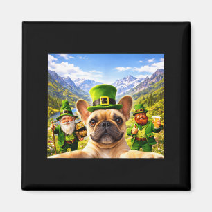 Grappige st patricks dag franse bulldog selfie met magneet