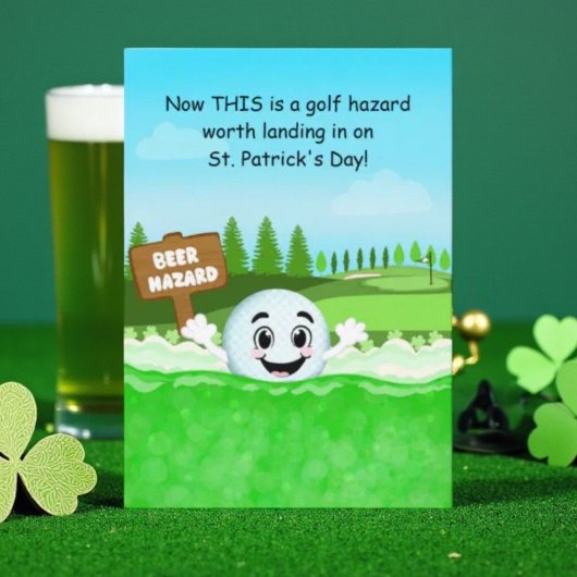 Grappige St. Patrick's Day-golf met biergolfbal Kaart