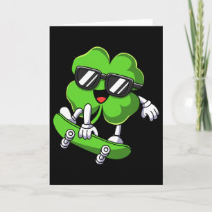 Grappige St. Patrick's Day Shamrock Skateboardende Kaart