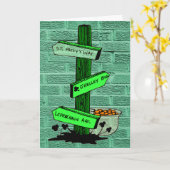 Grappige St. Patrick's Day Sign Post Kaart (Gele Bloem)