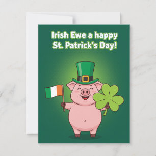 Grappige St. Patrick's Day varkenskaart Feestdagenkaart