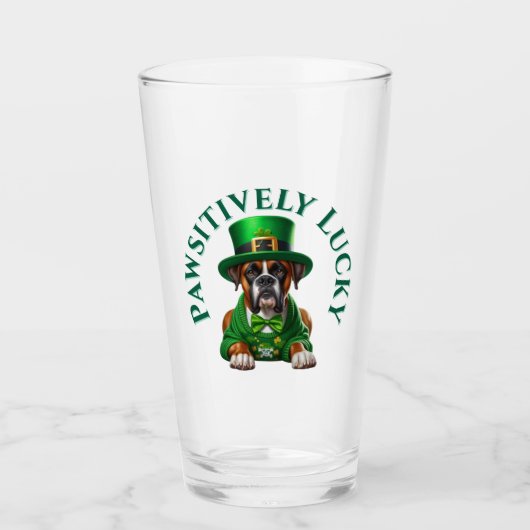 Grappige St Patrick's Dog Pawsitief Gelukkig Glas (Voorkant)