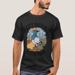 Grappige Stad Duif Land Hart Cowboy Vogel Liefhebb T-shirt
