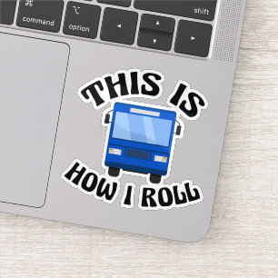 Grappige stadsbuschauffeur, zo rol ik mijn laptop sticker