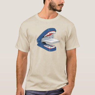 Grappige Stapler tanden Surrealistisch Kantoor T T-shirt