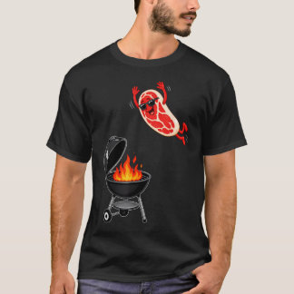 Grappige Steak Die De Griller Bbq Feest In Springt T-shirt