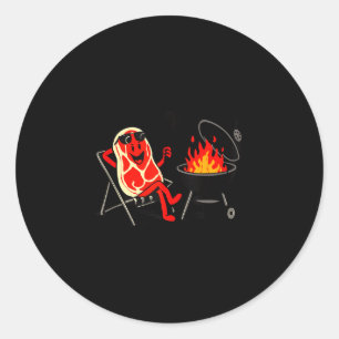 Grappige steakduik barbecue grillen steak bbq ronde sticker