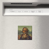 Grappige Steampunk Duikershelm Mona Lisa da Vinci Magneet (Insitu (Vaatwasser))