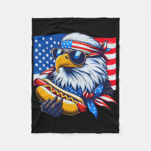 Grappige Steelaarend Hotdog Amerikaanse Vlag 4 Jul Fleece Deken
