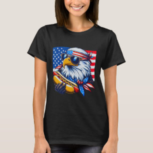 Grappige Steenarend Hotdog Amerikaanse Vlag 4 Juli T-shirt