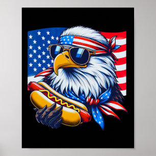 Grappige Stekelkop Amerikaanse Vlag 4 Juli Hotdog Poster
