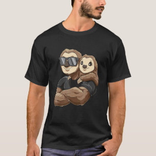 Grappige Sterke Luiaard Met Baby Luiaard Kind Voor T-shirt