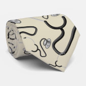 Grappige stethoscopen voor artsen op beige champag stropdas (Opgerold)