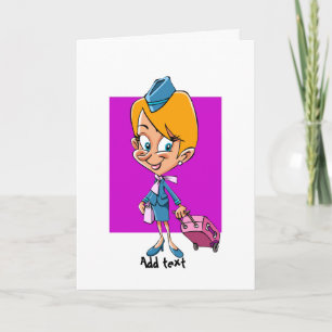 Grappige stewardess cartoon lucht hostess kaart