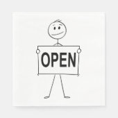 Grappige stick figuur met open teken servet (Voorkant)