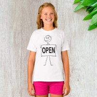 Grappige stick figuur met open teken
