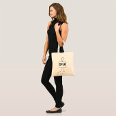 Grappige stick figuur met open teken tote bag