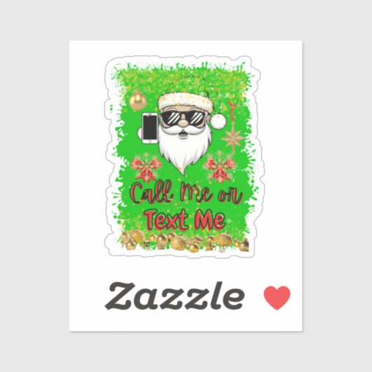Grappige Sticker Kerstman bel me of sms me (Vel)