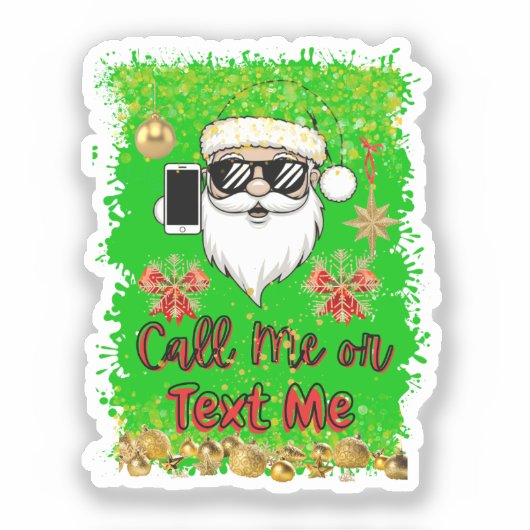 Grappige Sticker Kerstman bel me of sms me (Voorkant)
