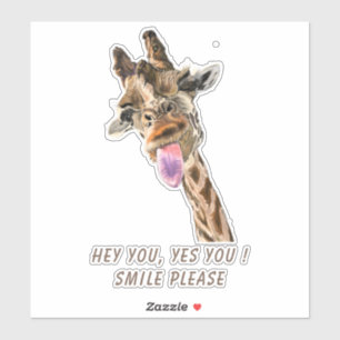 Grappige Sticker met speelse Giraffe - aangepaste 