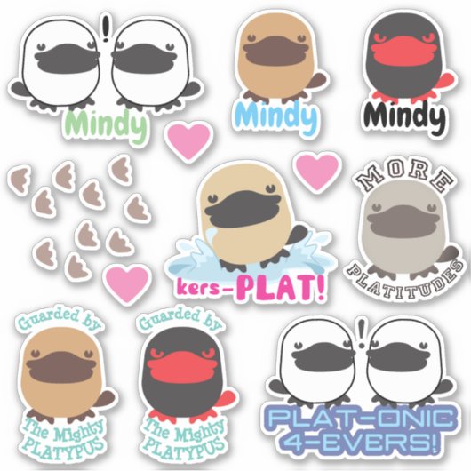 Grappige sticker set met eendvoetafdrukken en puns (Voorkant)
