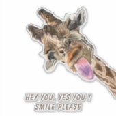 Grappige Sticker Speelse Giraffe Smile - Aangepast (Voorkant)