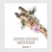 Grappige Sticker Speelse Giraffe Smile - Aangepast (Vel)