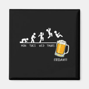 Grappige Stickman Springende Bier Dagen Van De Wee Magneet