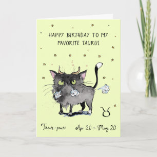 Grappige Stier kaart Zodiac Kat Sterren teken horo