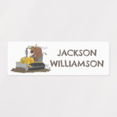 Grappige stier rijden bulldozer cartoon gepersonal labels (Design 2)