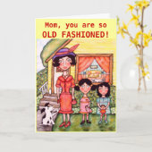 Grappige stijl Moederdag Kaart (Gele Bloem)