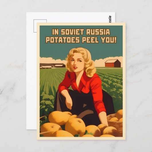 Grappige  Stijl Sovjet-USSR Aardappel Humor Briefkaart (Voorkant / Achterkant)