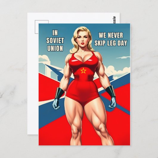 Grappige  Stijl Sovjet USSR Gym Spier Humor Briefkaart (Voorkant / Achterkant)