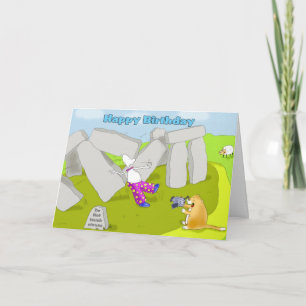 Grappige stonehenge gelukkige verjaardag kaart