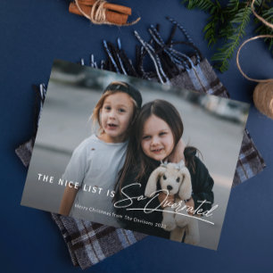 Grappige Stoute De Nice Lijst Foto Kerstmis Feestdagenkaart