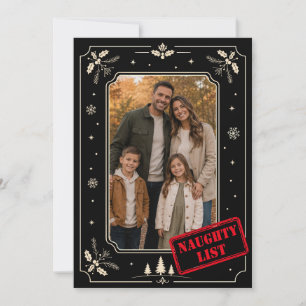 Grappige Stoute Lijst Familie Kerst Foto Kaart