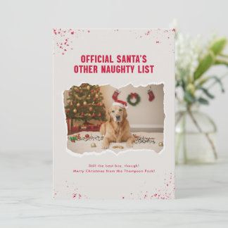 Grappige Stoute Lijst Schattige Hond Foto Kerstmis Feestdagenkaart