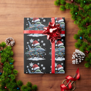 Grappige straaljager militair kerstfeest Xmas Cadeaupapier