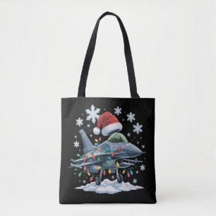 Grappige straaljager militair kerstfeest Xmas Draagtas