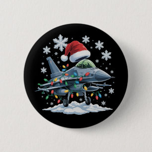 Grappige straaljager Militaire Kerstvakantie Kerst Ronde Button 5,7 Cm