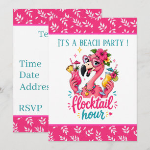 Grappige strand roze flamingo Flocktail feestje Kaart