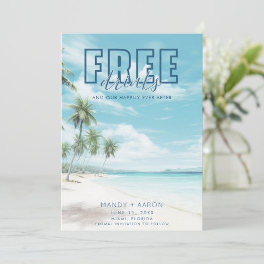 Grappige Strand Trouwfoto Bewaar de datum Save The Date (Staand voorkant)